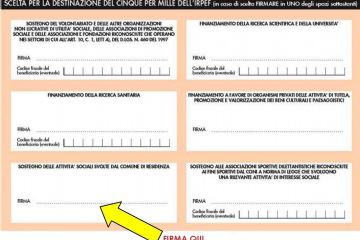 Facsimile su come destinare il 5x1000 al proprio comune.