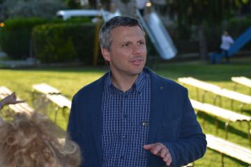 Il sindaco Mattioli durante la cerimonia di apertura delle Olimpiadi 2019